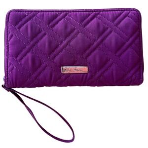 Vera Bradley Quilted Purple Wristlet Wallet Zip Around Clutch Organizer